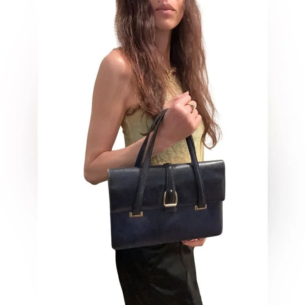 Gucci Blue Satchel with Gold Hardware
